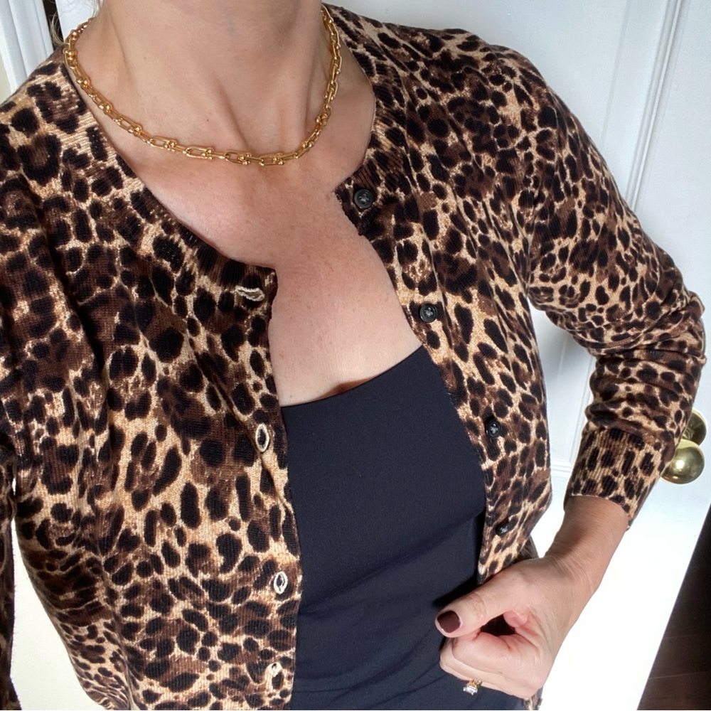 Leopard print cotton cardigan size XS